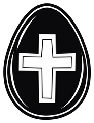 Obraz premium Bold Christian cross symbol inside a black Easter egg illustration for religious celebration