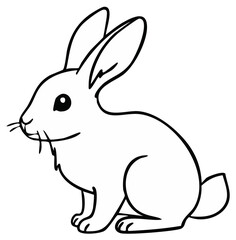 Obraz premium Simple Outline Drawing of a Cute Rabbit Sitting