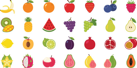 Vibrant fruit collection with exotic tropical fruit