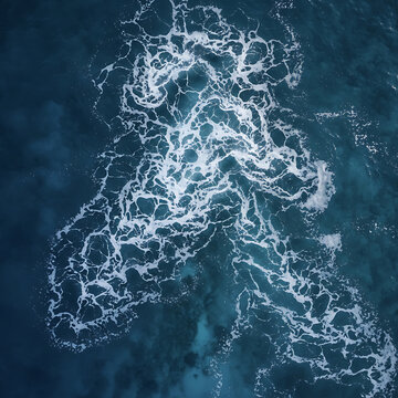Aerial View of Sea Foam Patterns on Ocean Surface, Capturing Nature's Intricate Design and Serenity