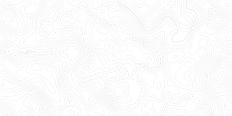 Modern style topographic map with light gray contour lines on a white background creating a smooth surface element topo design. paper texture Imitation of a geographical map shade. © NAZMA
