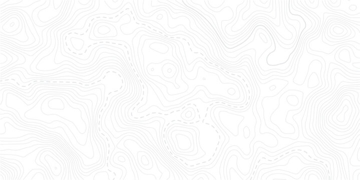 Modern style topographic map with light gray contour lines on a white background creating a smooth surface element topo design. paper texture Imitation of a geographical map shade.