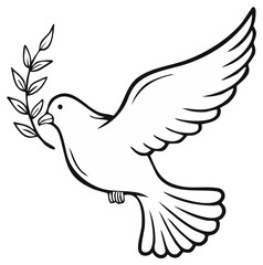 Obraz premium Illustration of a dove carrying an olive branch, symbol of peace and hope.