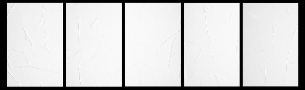 A set of five posters without captions. Mockup template.