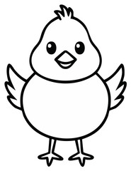 Obraz premium Cartoon Chick Character Black And White Vector Illustration