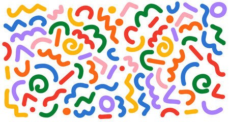 doodle line seamless set for cartoon or illustration