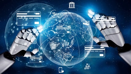 Obraz na płótnie Canvas AI facilitates real-time digital payment systems, connecting global financial services with security, speed, and smarter transaction experiences across mobile and cloud platforms Marrow