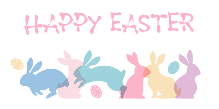 Banner with white rabbits on a pink background. Background for Valentine's Day or Easter White rabbits with red bows	