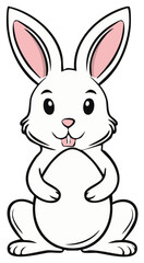 Obraz premium Cute Cartoon White Bunny Rabbit Illustration Holding Egg Easter Design
