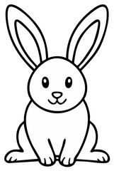 Obraz premium Simple Rabbit Illustration with Large Ears in Black and White for Coloring Activity or Decoration