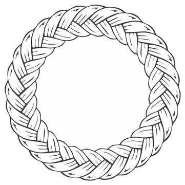 Braided rope circle frame, vector illustration