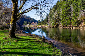 Alsea River in Oregon in early spring season