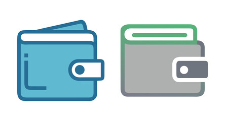 Obraz premium Vector illustration of two wallets for money and cards finance personal accessories storage