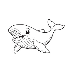 Naklejka premium Cute Whale Coloring Page for Kids Cartoon Animal Outline Illustration