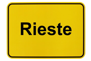 Illustration eines Ortsschildes der Gemeinde Rieste in Niedersachsen	