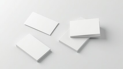 Blank Business Cards on Light Grey Background Flat Lay Mockup for Design