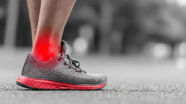 Runner experiences ankle pain during a training session on an outdoor track