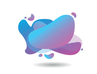 Fluid abstract background on white. Dynamic Blue Purple Liquid Blob with Striped Accents	
