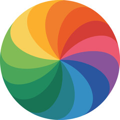 A colorful graphic designer creating a vibrant color wheel for art projects