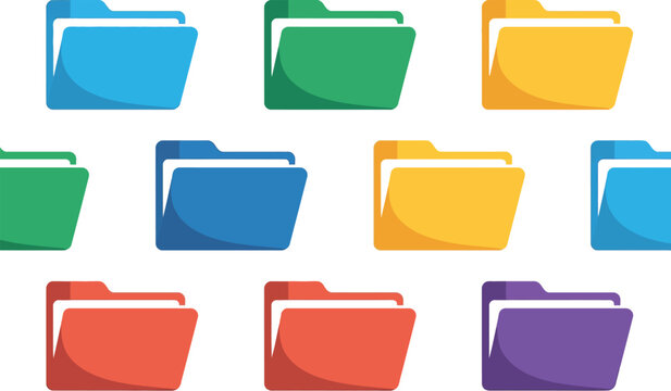 A colorful illustration of file folders on a computer for organization