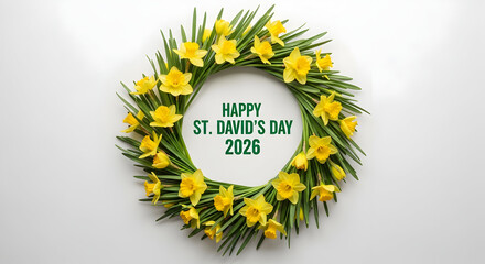 St david's day wreath with daffodils celebrating welsh heritage