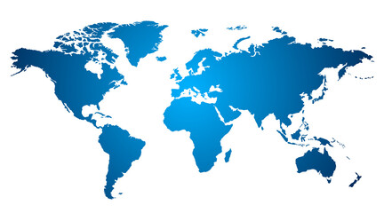 Obraz premium World map in blue gradient, png