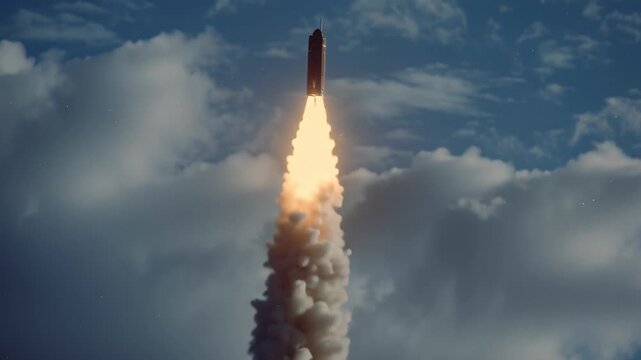 4k video of a nuclear missile launch from submarine in the ocean.