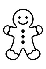 Gingerbread Man Cookie Vector Icon - Minimalist Line Art Illustration for Christmas Baking, Holiday Desserts, Winter Season Snacks, and Festive Bakery Menus