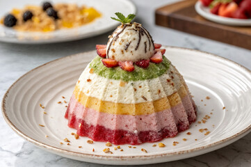 strawberry ice cream layered dessert