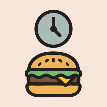 Hamburger and fast food icon illustration 