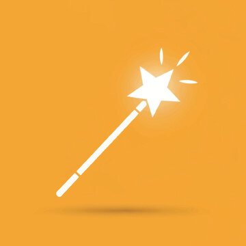 Illustration of a magic wand with a star at its tip and sparkles.