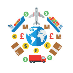 Global Logistics and Transportation Icons.