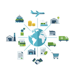Global Logistics and Transportation Network Infographic. © Cucak