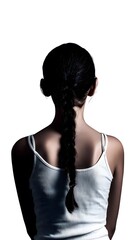 Silhouette of a girl with braided hair.