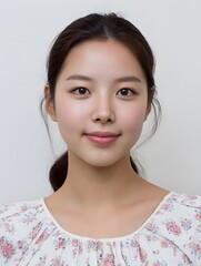 Portrait of a young Asian woman smiling.