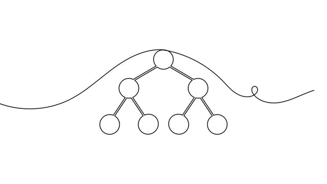Data network continuous one line drawing balance scale nodes 4k animation video