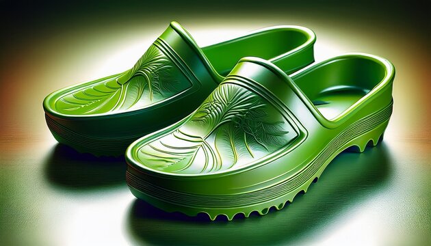 green rubber crocs clogs