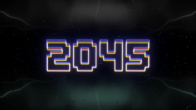 2045 Neon text with retro background