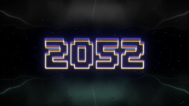 2052 Neon text with retro background