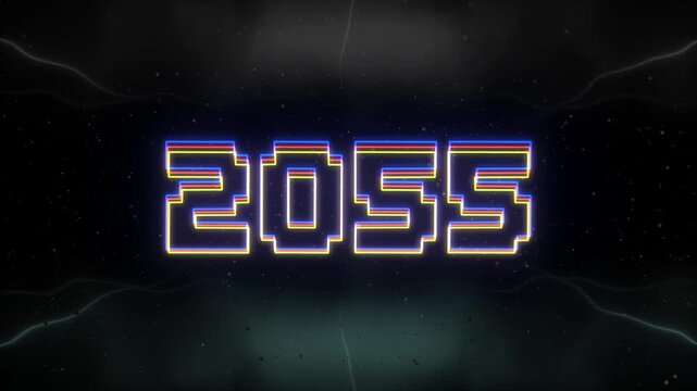 2055 Neon text with retro background