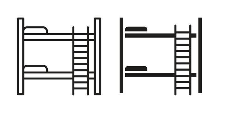 Bunk bed icon. Linear icon collection. Editable stroke. Vector illustrations