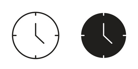 Clock-five icon. Linear icon collection. Editable stroke. Vector illustrations
