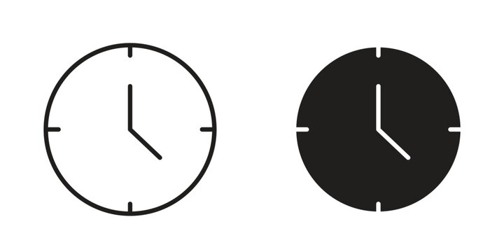 Clock-five icon. Linear icon collection. Editable stroke. Vector illustrations