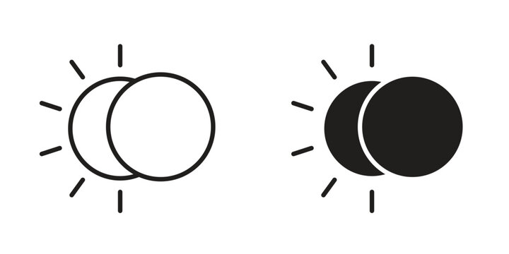 Eclipse icon. Linear icon collection. Editable stroke. Vector illustrations