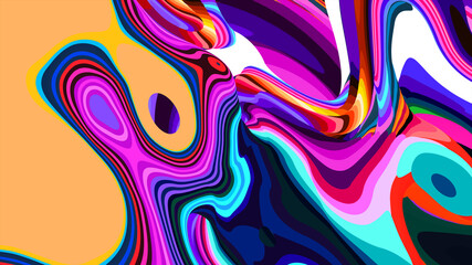 Vibrant abstract colorful fluid shapes in dynamic composition