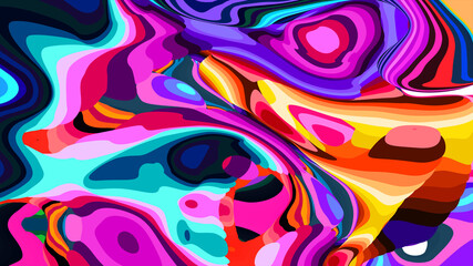 Vibrant abstract colorful fluid shapes in modern digital art style