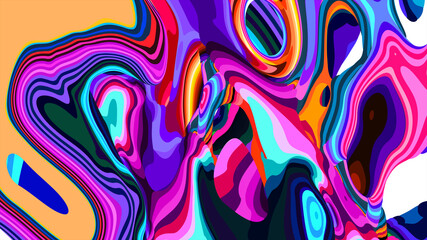Vibrant Abstract Colorful Fluid Art with Dynamic Swirling Patterns