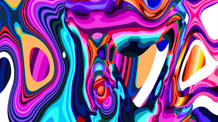 Vibrant abstract psychedelic swirl pattern with bold colors and dynamic shapes