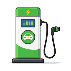 Electric car charging station with display and plug