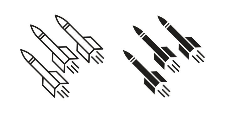 Missile icon. Linear icon collection. Editable stroke. Vector illustrations